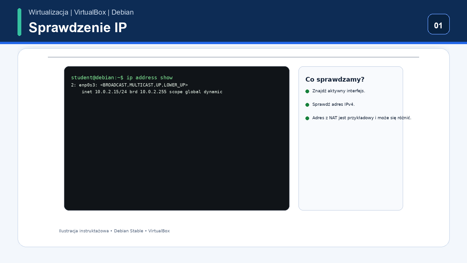 Sprawdzenie adresu IPv4 w Debian Stable